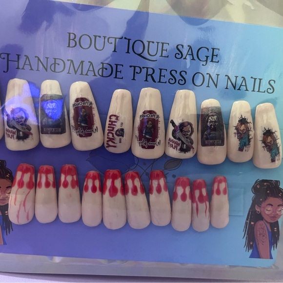 Handmade  Chucky Press On Nails with Graphic Designs - Picture 7 of 8